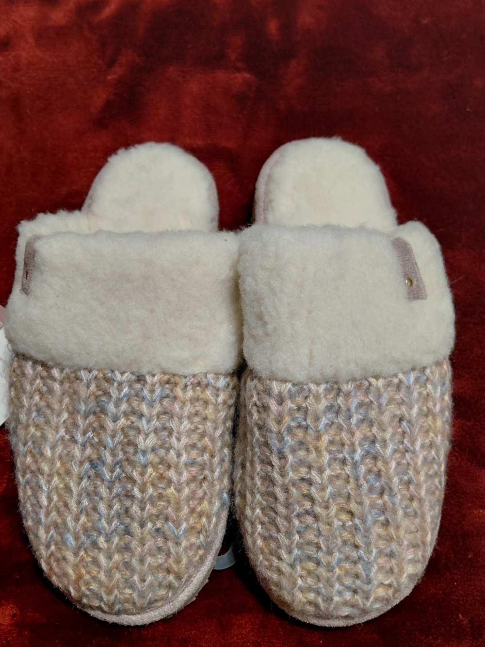 Secret Treasures Cream Knit Sherpa Lined Slippers